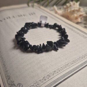 Black Agate Chip Bead Bracelet